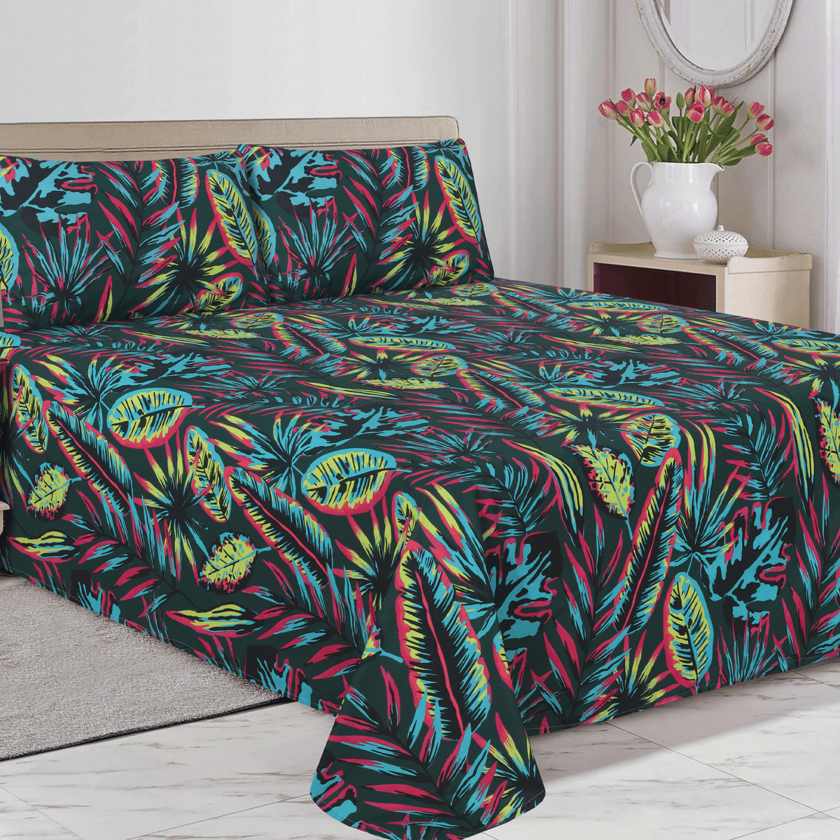 Neon Jungle King Bedsheet Set