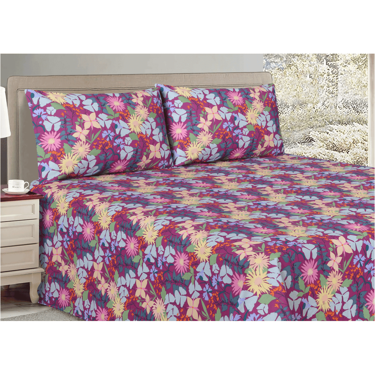 Fuchsia Bloom Single Bedsheet Set