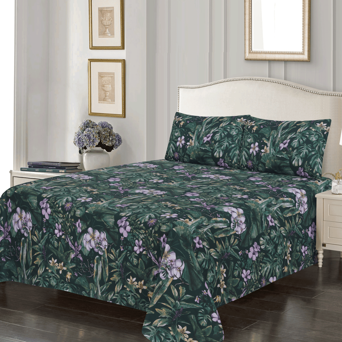 Emerald Bloom King Bedsheet Set