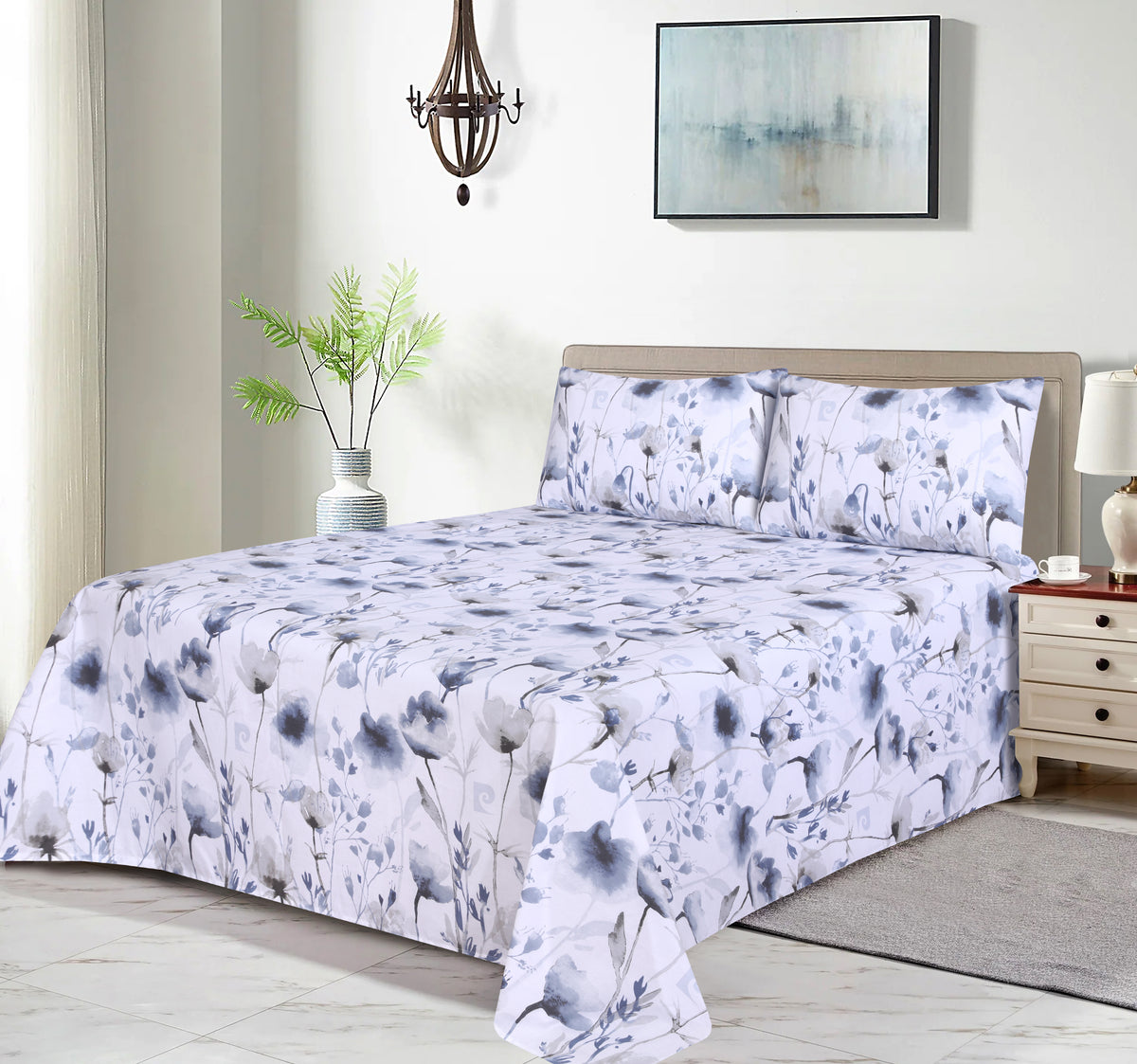 Ethereal Florals King Bedsheet Set