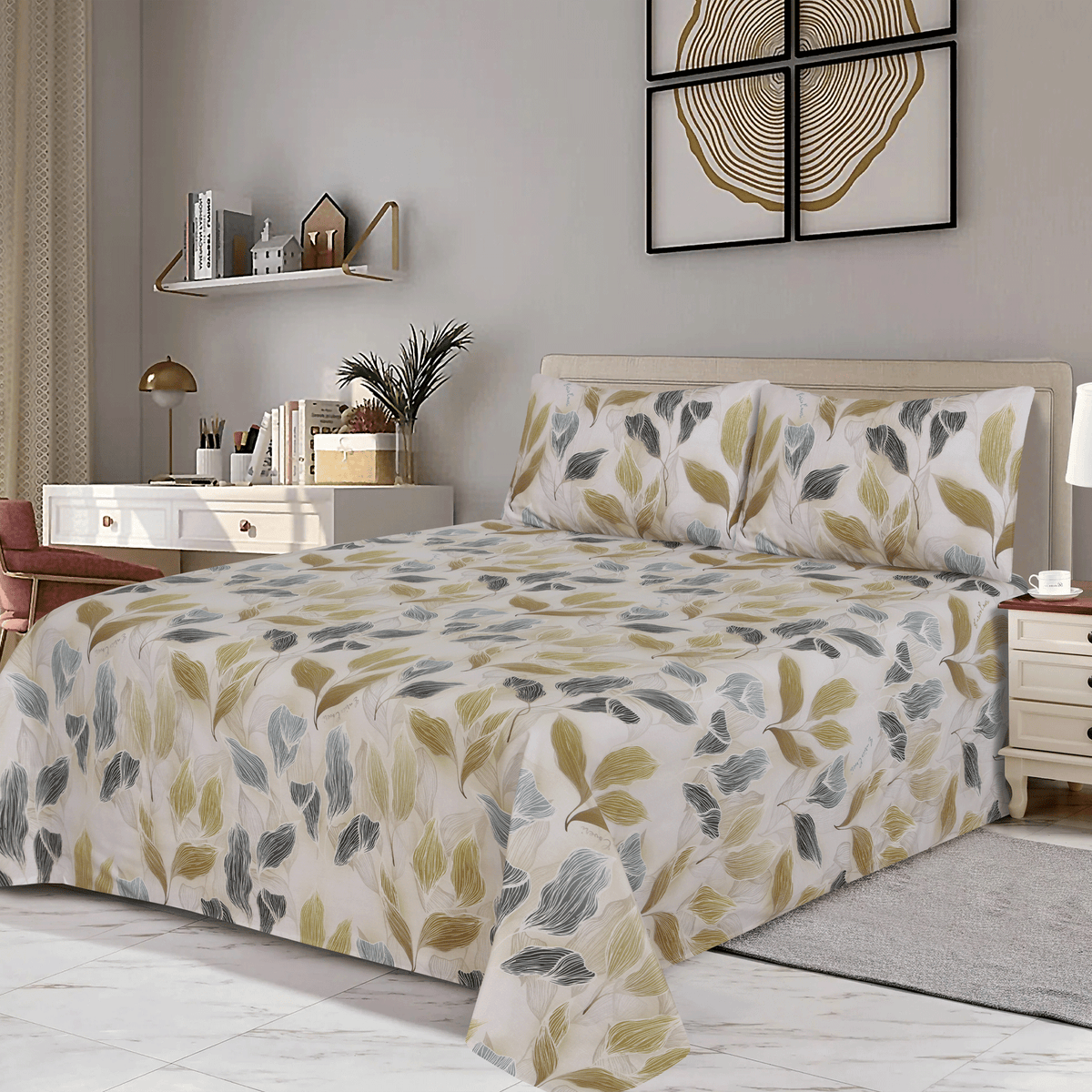 Golden Breeze King Bedsheet Set