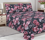 Midnight Rose Garden Cotton Percale Single Bedsheet Set