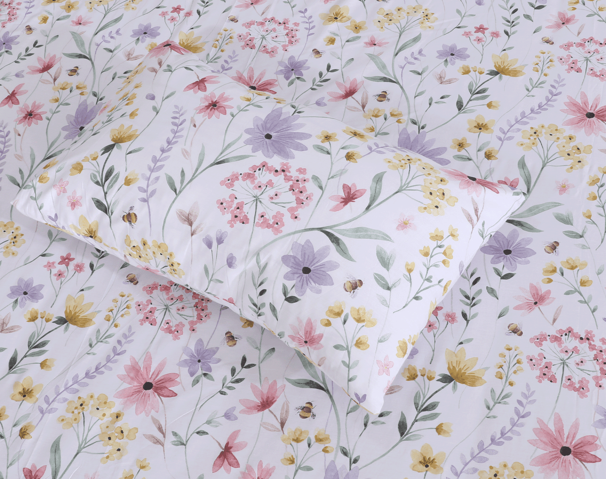 Floral Serenity Sateen Single Bedsheet Set