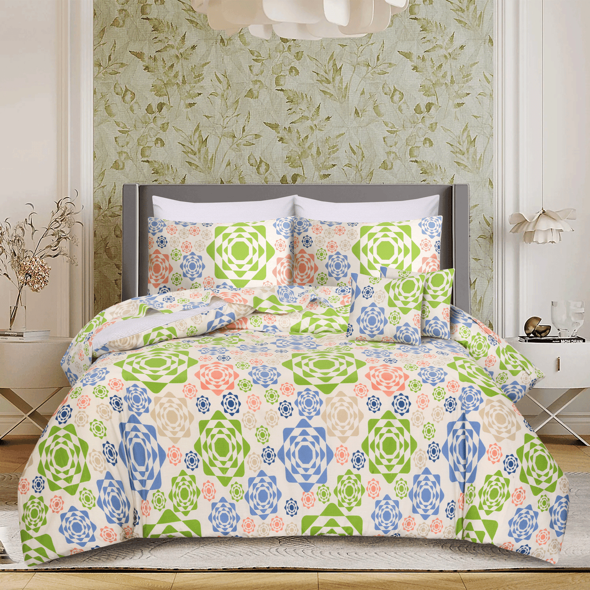 Floral Frames King Duvet Cover & Comforter Set