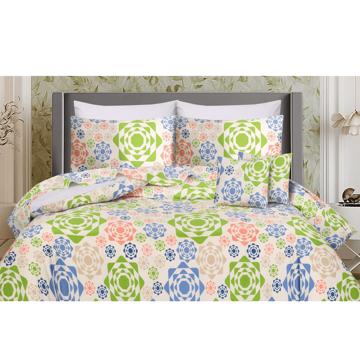 Floral Frames King Duvet Cover & Comforter Set
