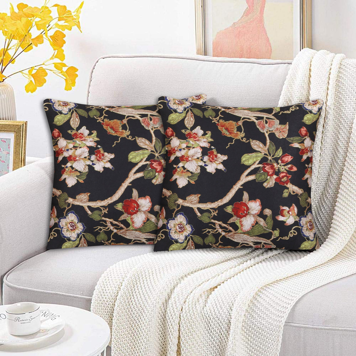 Midnight Blooms Cushion Cover