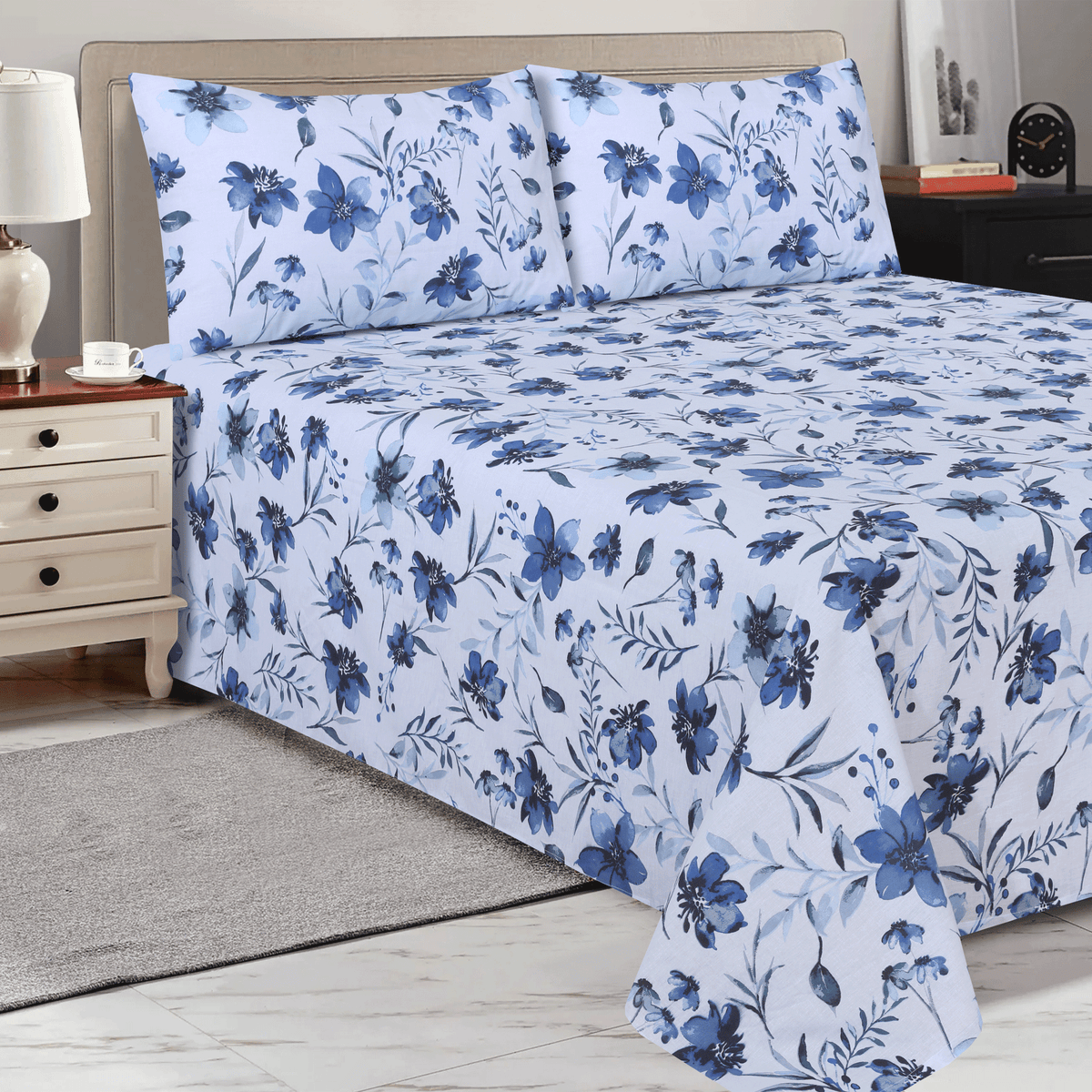 Midnight Bloom King Bedsheet Set