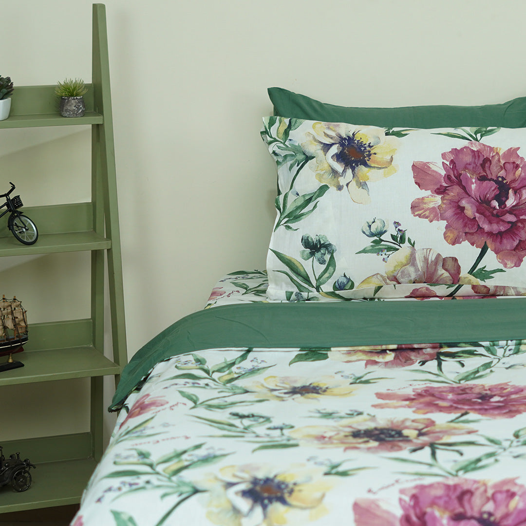 Botanical blush Single Duvet Cover & Comforter Set