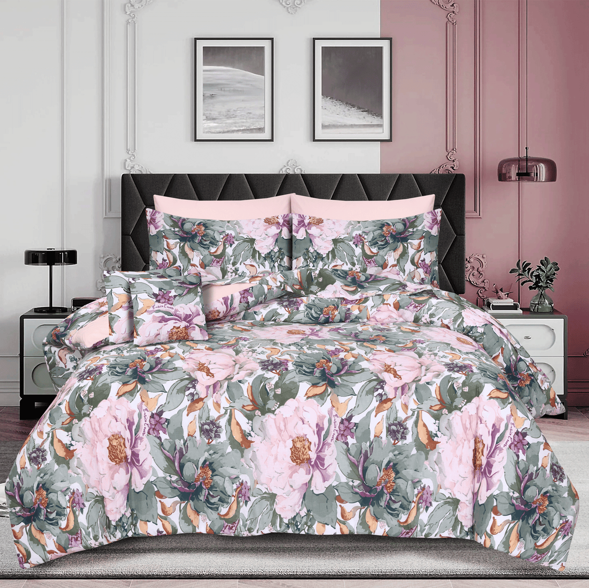 Pastel Rosewood King Duvet Cover & Comforter Set