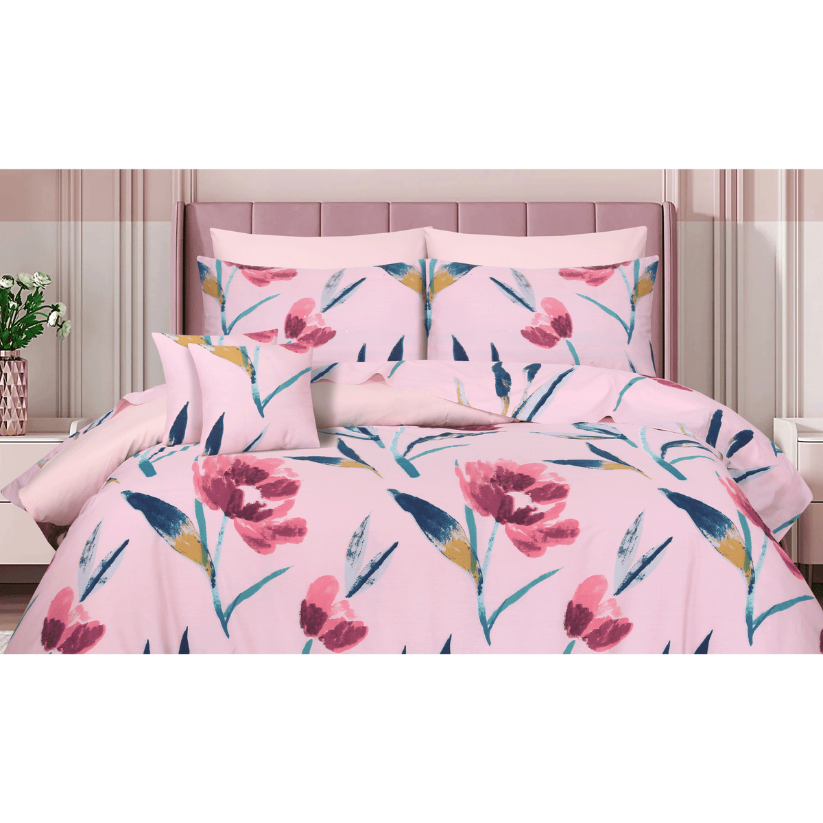 Pastel Rosette King Duvet Cover & Comforter Set