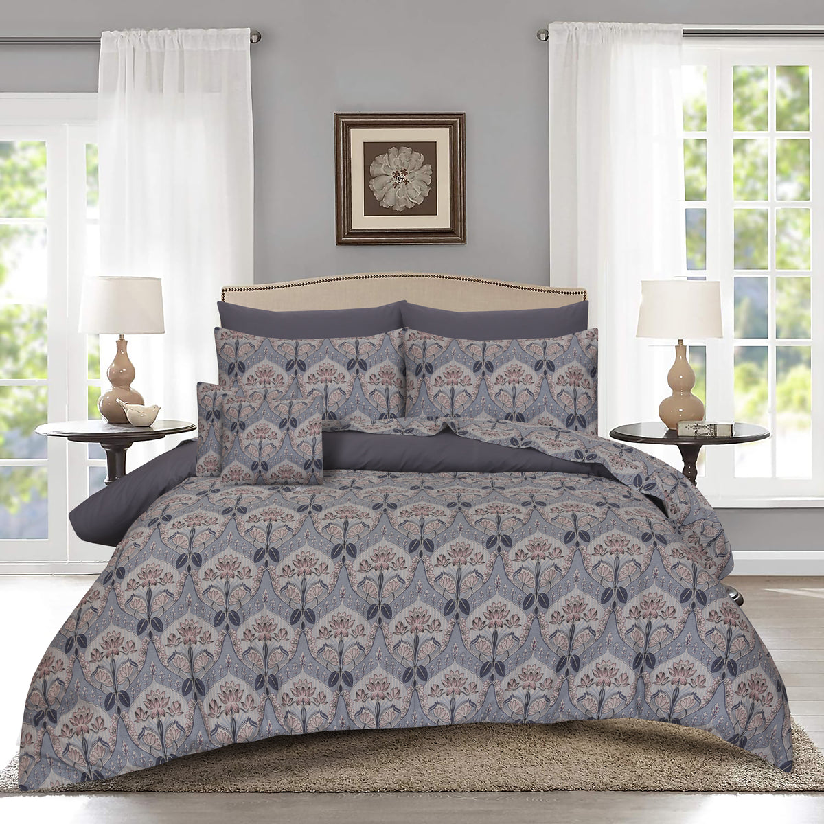 Midnight Petals King Duvet Cover & Comforter Set