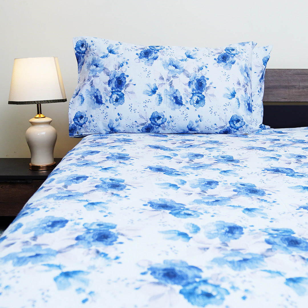 Tranquil Sky Blue Single Bedsheet Set