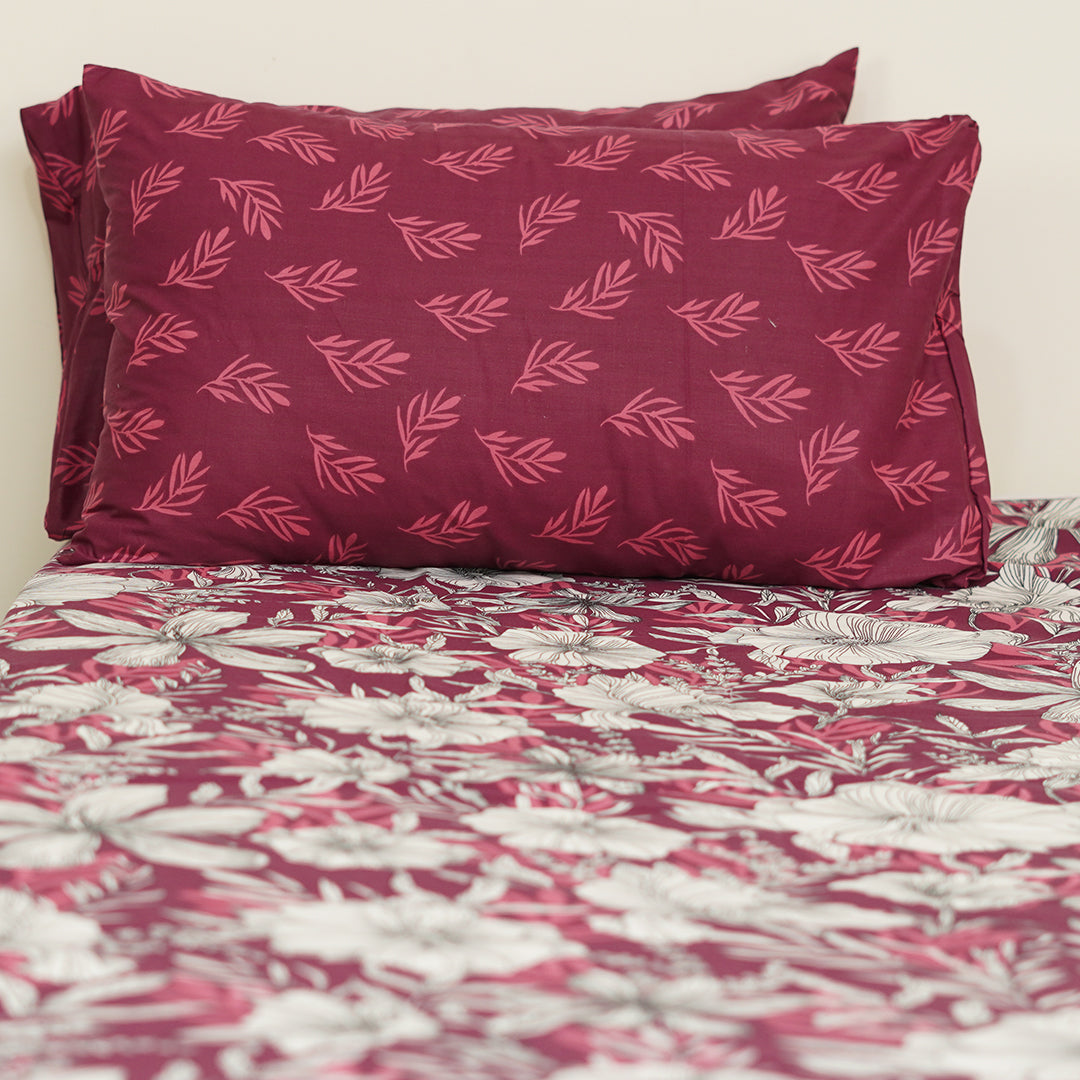 Abstract Berry Single Bedsheet Set