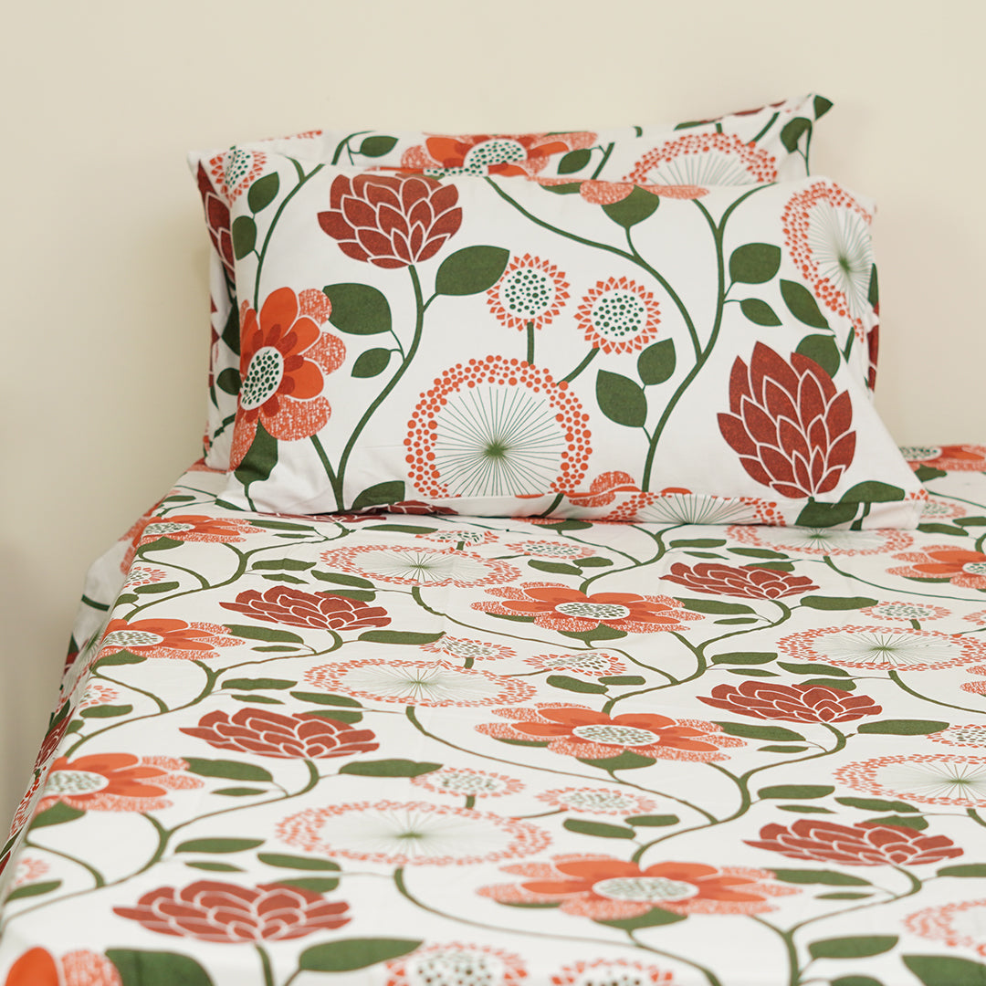 Peach Pine King Bedsheet Set