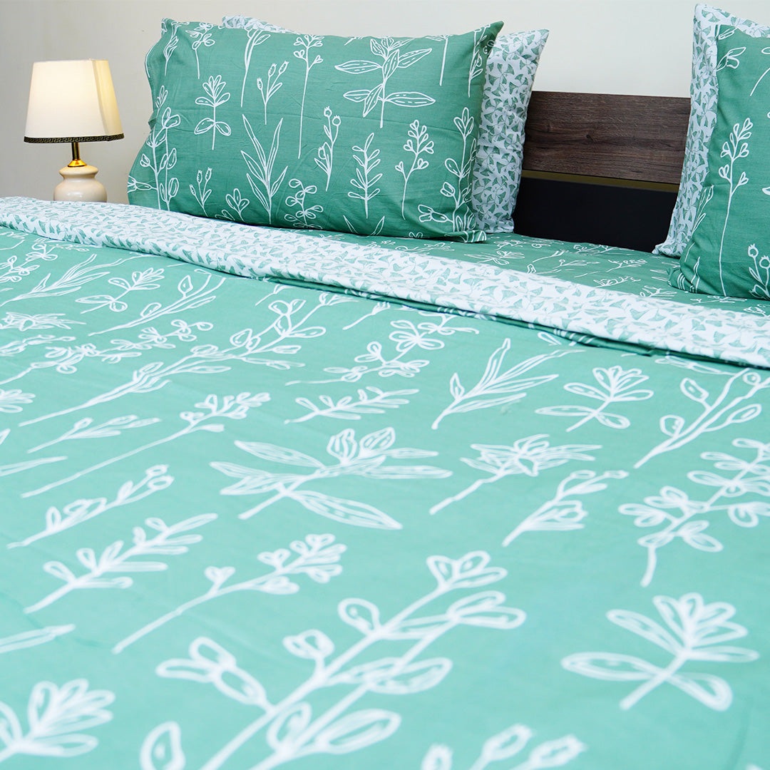 Emerald Blossom King Bedsheet Set