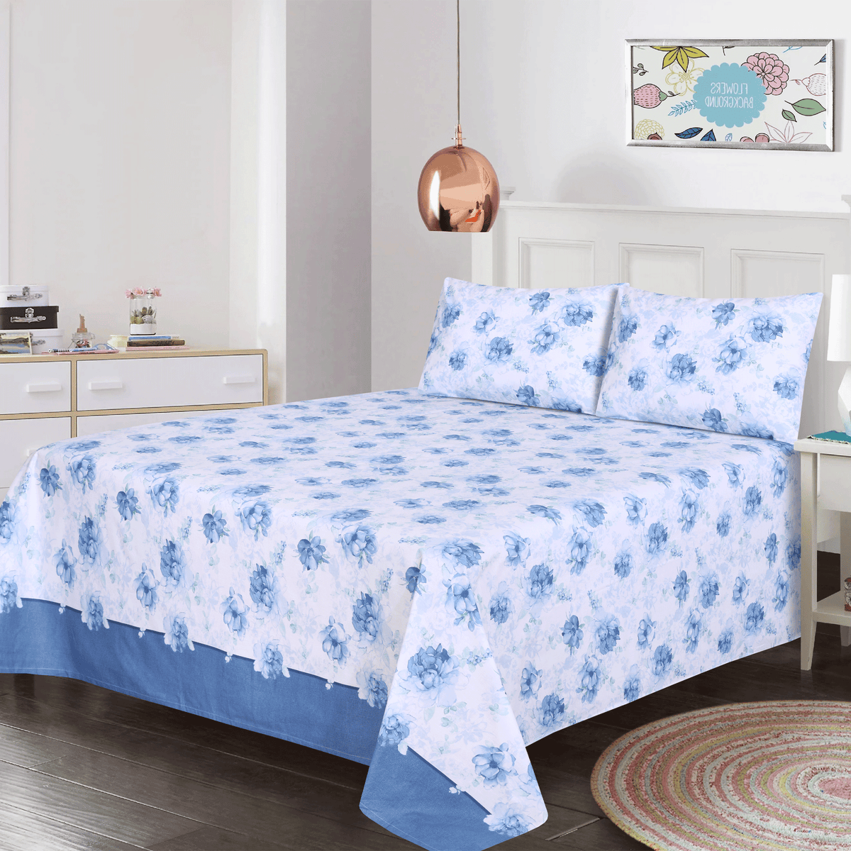 Watercolor Blossoms Single Bedsheet Set