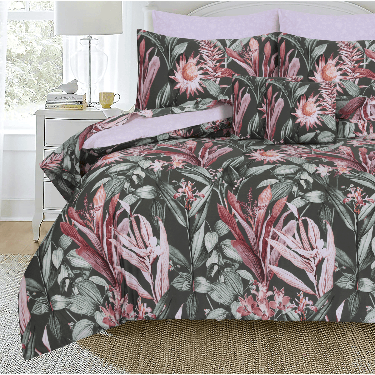 Enchanted Noir Cotton Percale King Duvet Cover & Comforter Set