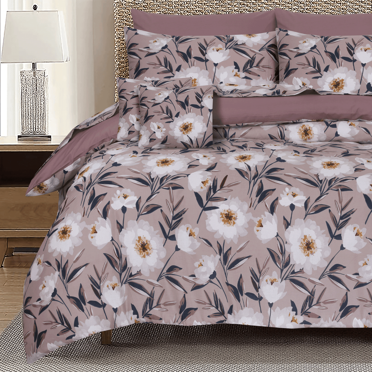 Blossom Beige King Duvet Cover & Comforter Set