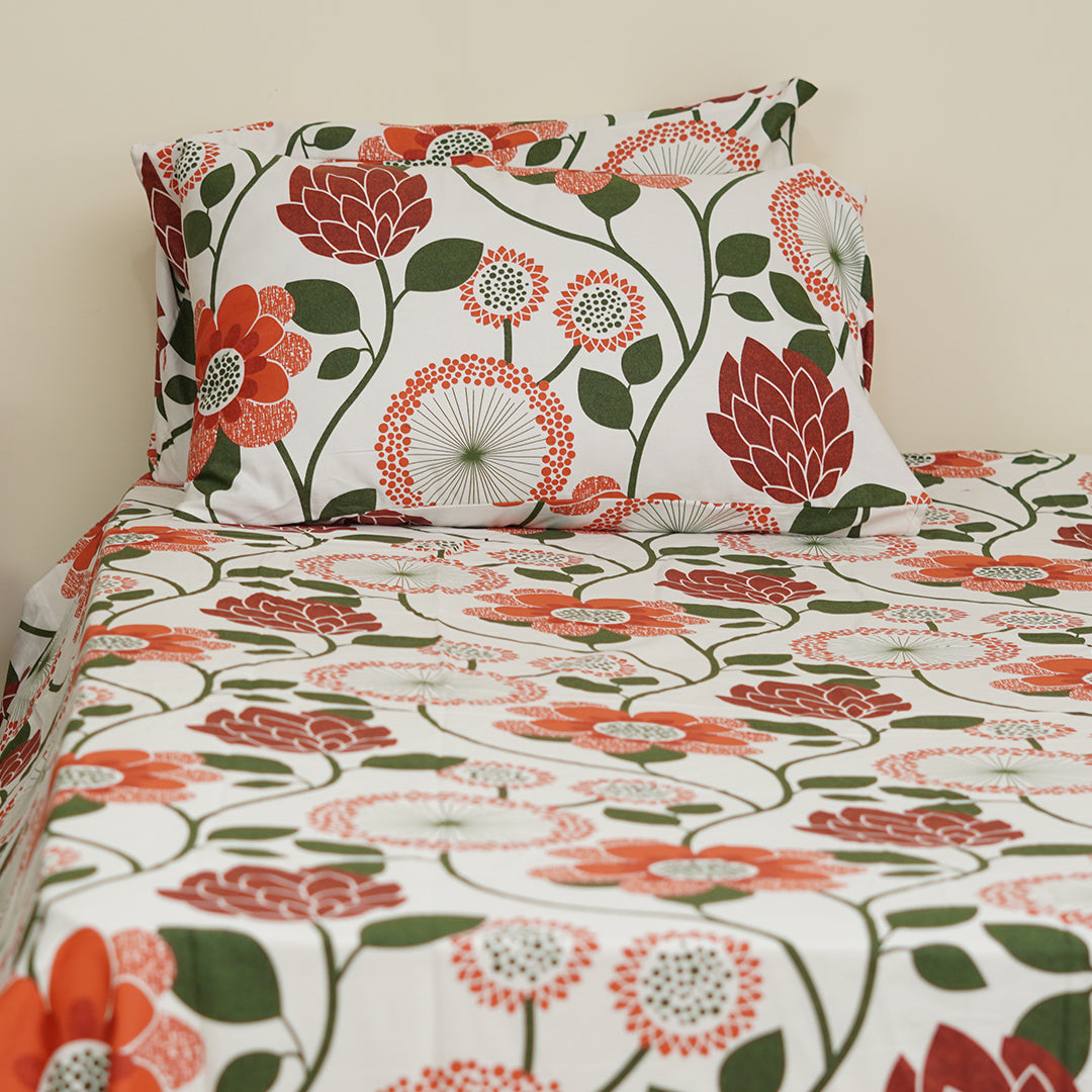Peach Pine Single Bedsheet Set