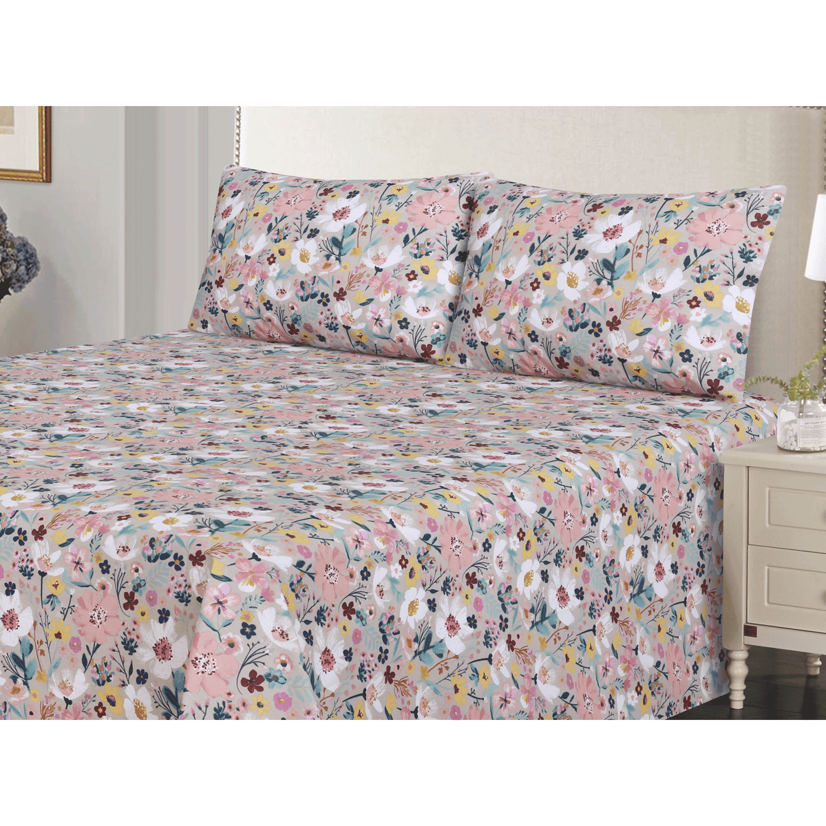 Pastel Floral King Bedsheet Set