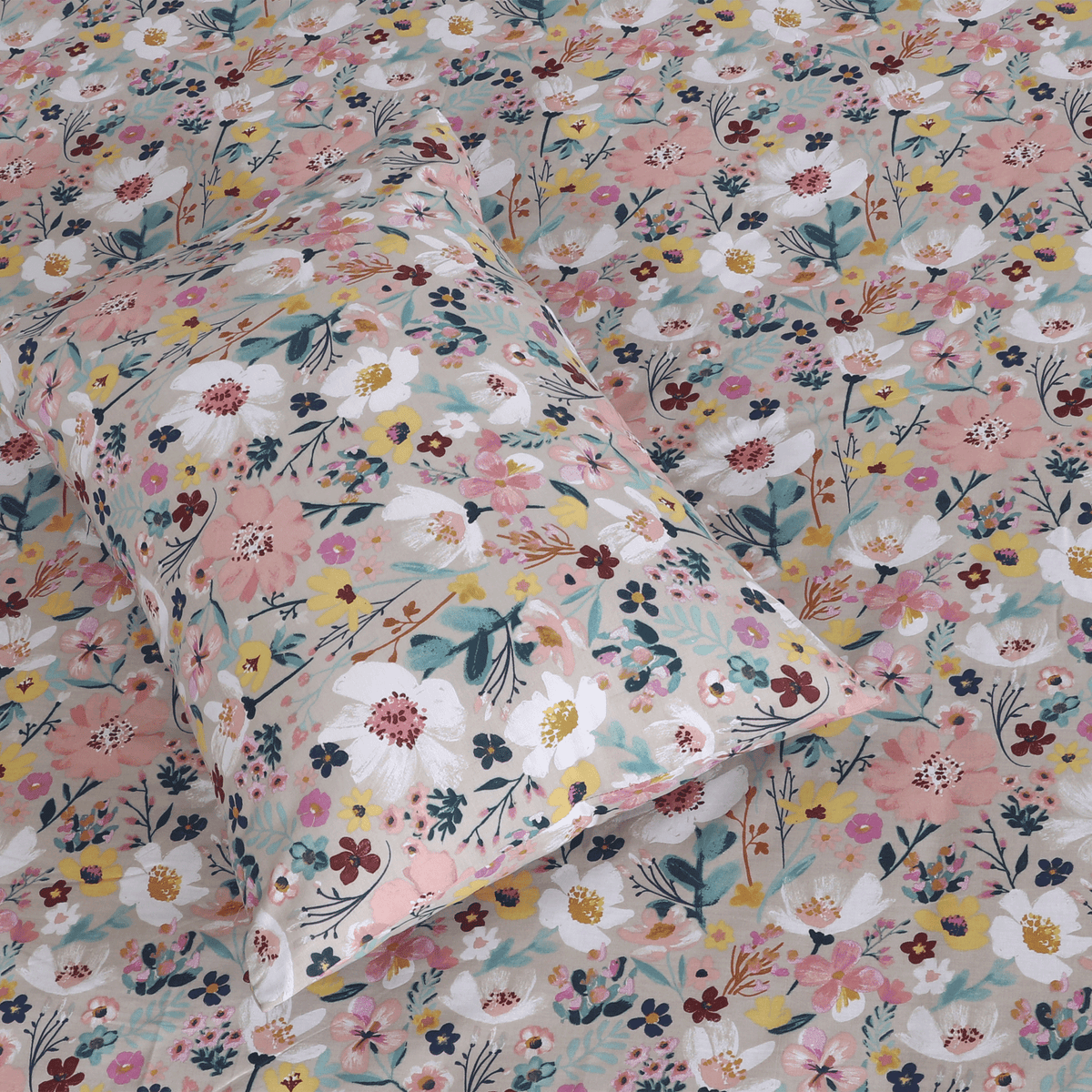 Pastel Floral King Bedsheet Set