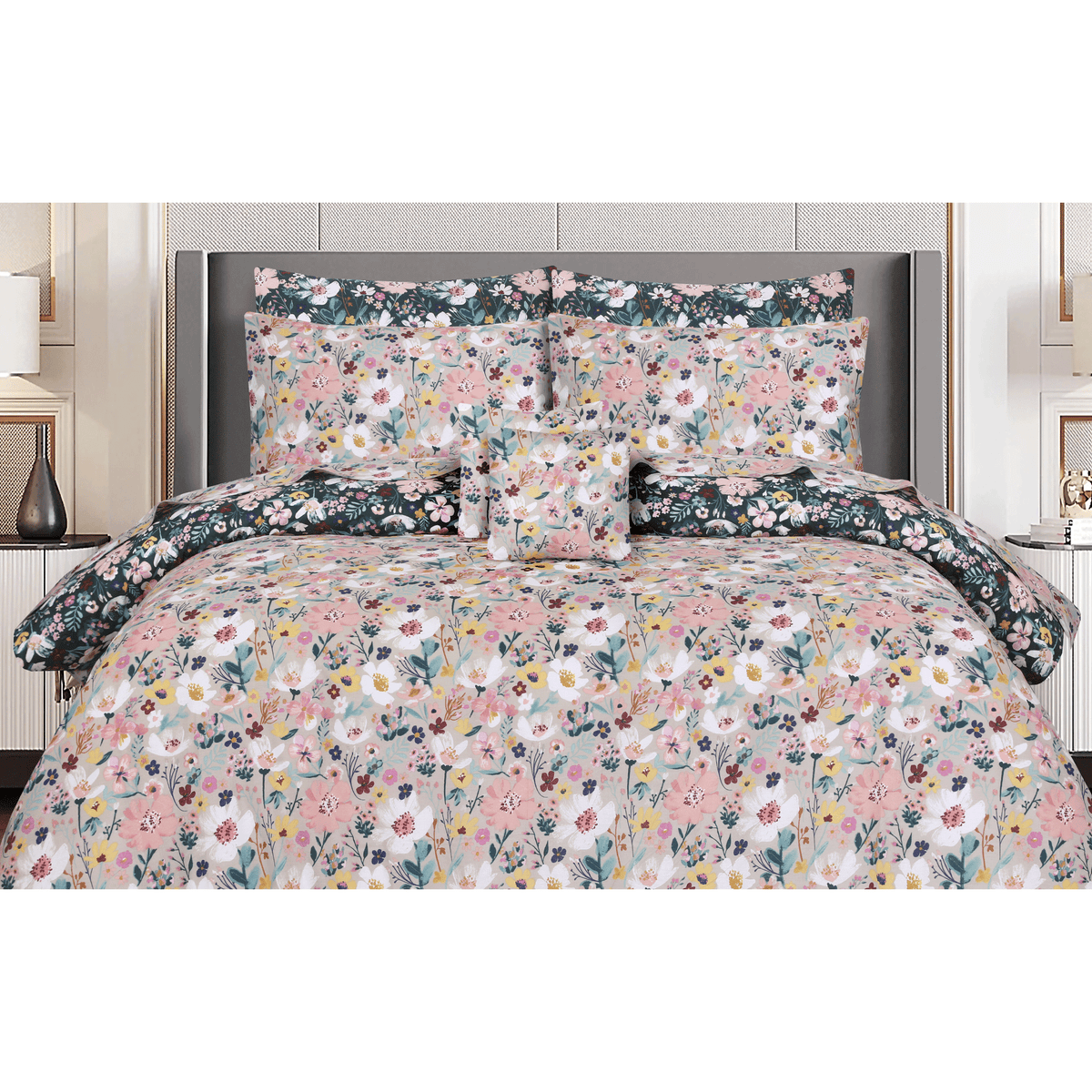 Pastel Floral King Duvet Cover & Comforter Set