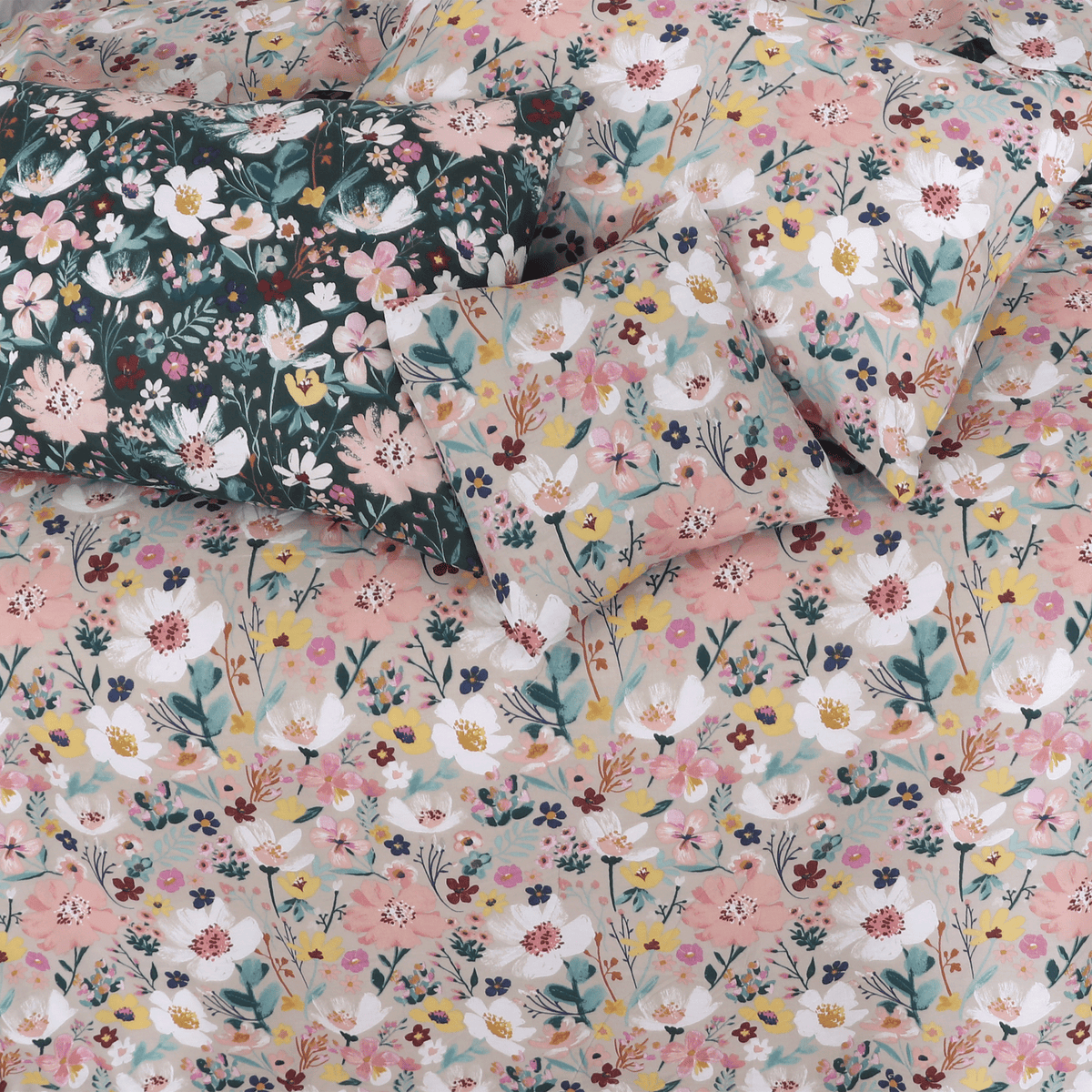 Pastel Floral King Duvet Cover & Comforter Set