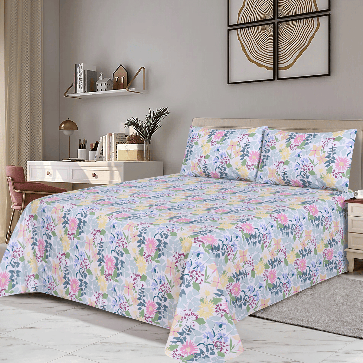 Floral Fusion King Bedsheet Set