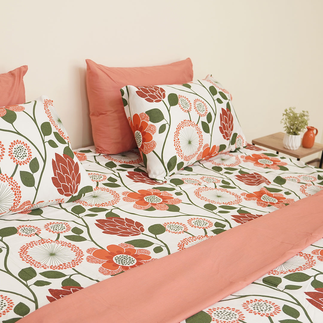 Peach Pine Single Duvet Cover & Comforter Set