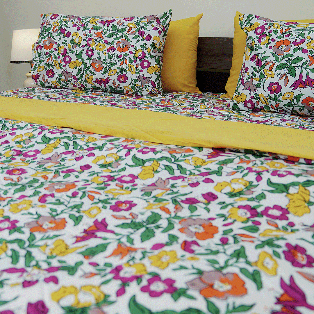 Floral Kaleidoscope Single Duvet Cover & Comforter Set