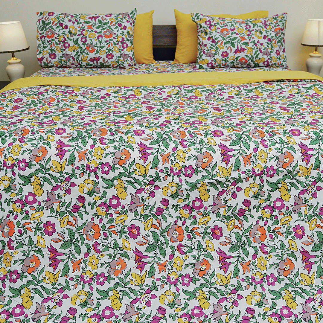 Floral Kaleidoscope Single Duvet Cover & Comforter Set