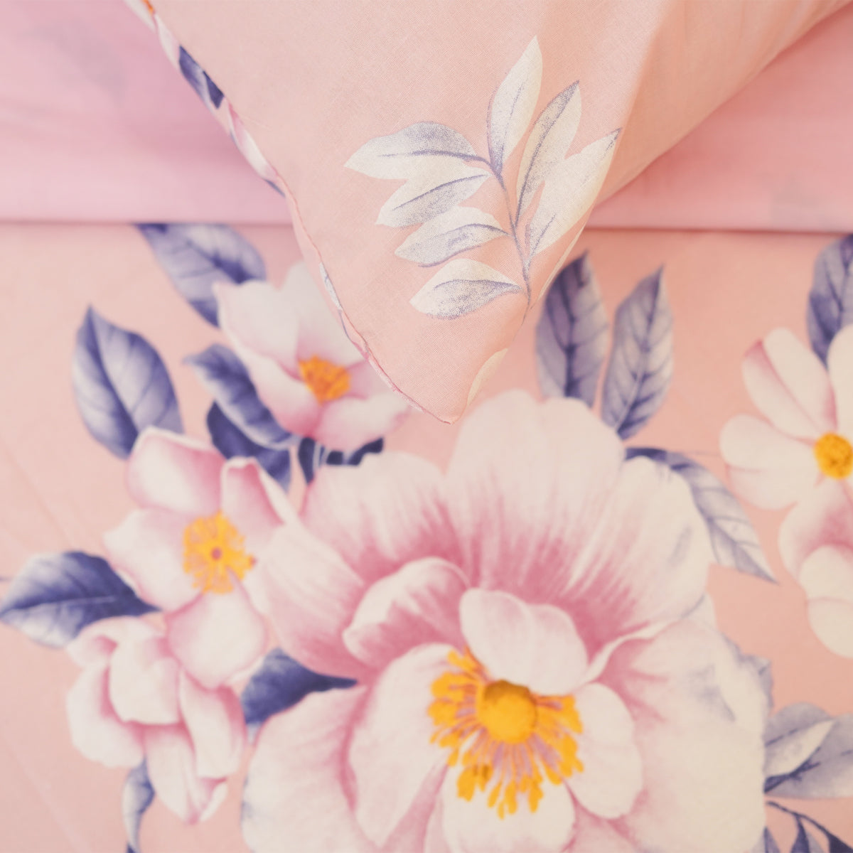 Pink Flora King Bedsheet Set