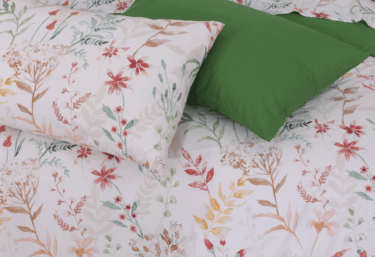 Whispering Blooms Cotton Percale King Duvet Cover & Comforter Set