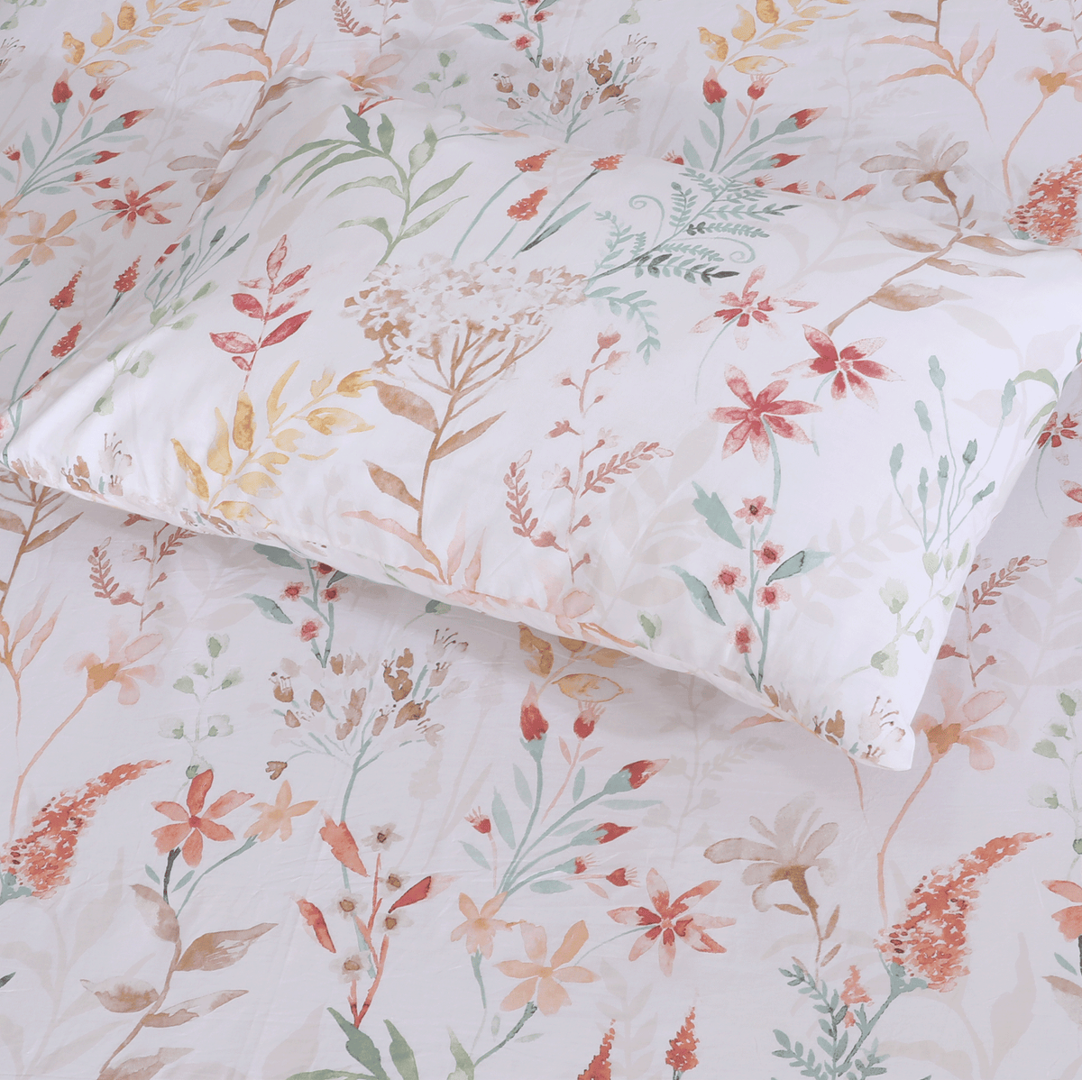 Whispering Blooms Cotton Percale King Bedsheet Set