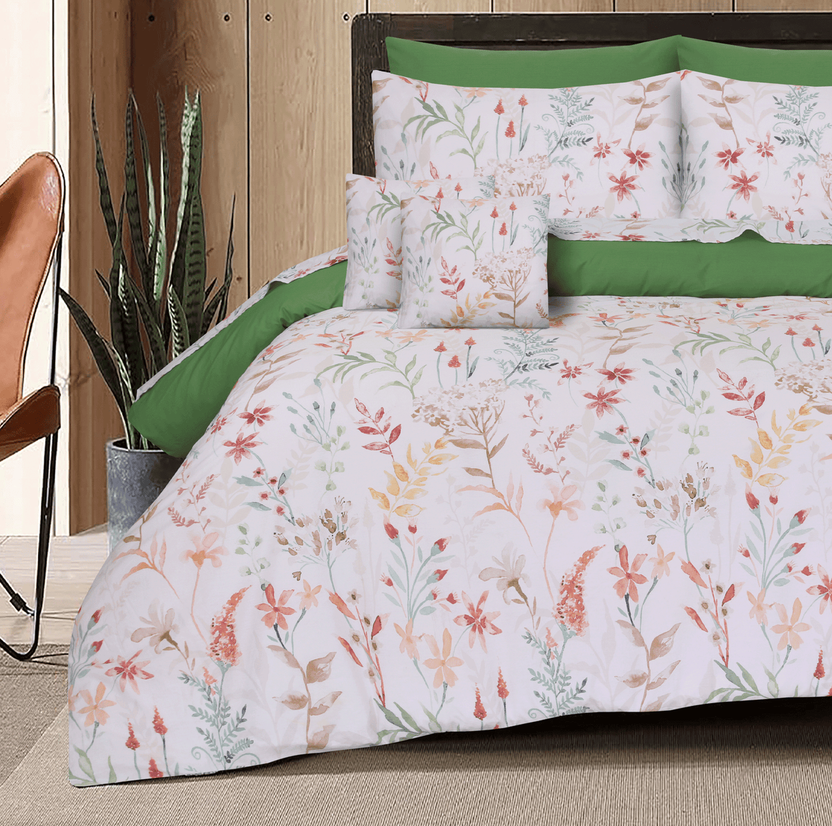 Whispering Blooms Cotton Percale King Duvet Cover & Comforter Set