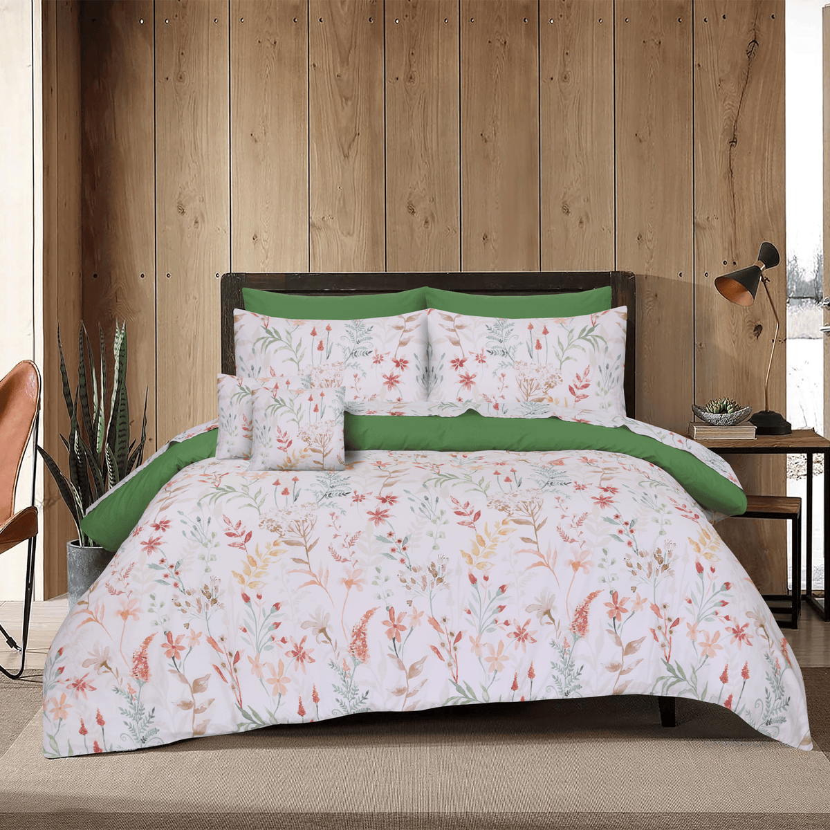 Whispering Blooms Cotton Percale King Duvet Cover & Comforter Set