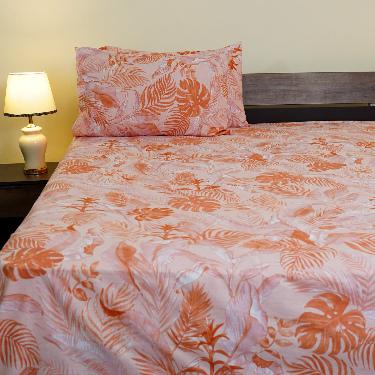 Peachy Palm King Bedsheet Set