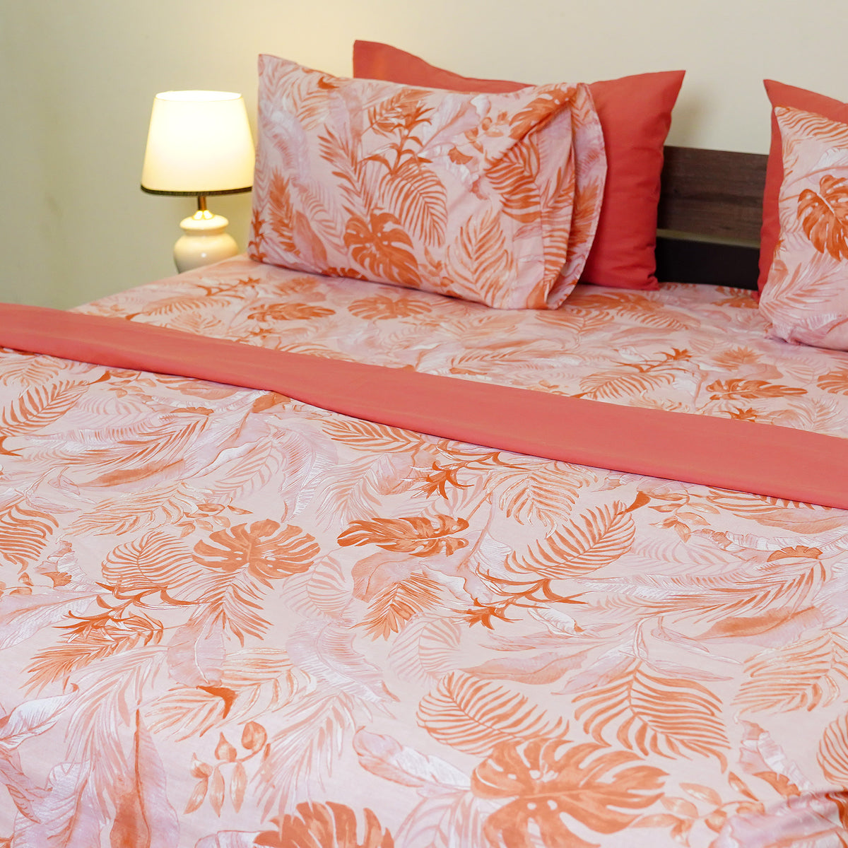 Peachy Palm King Duvet Cover & Comforter Set