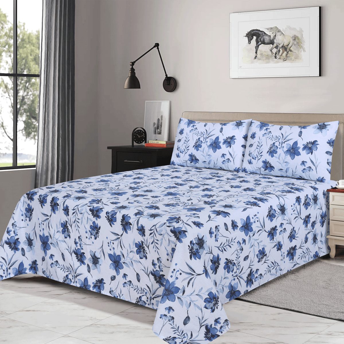 Midnight Bloom Single Bedsheet Set