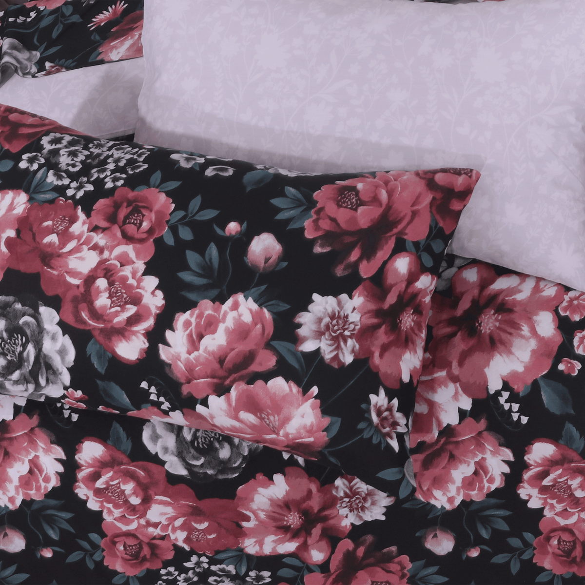 Midnight Rose Garden Cotton Percale King Duvet Cover & Comforter Set