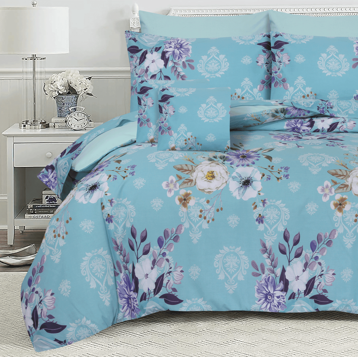 Floral Twilight King Duvet Cover & Comforter Set