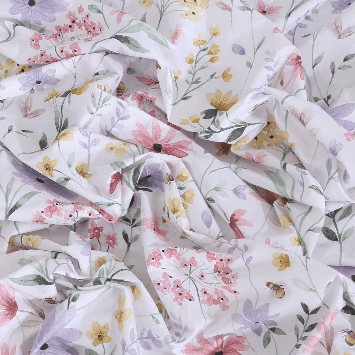 Floral Serenity Sateen King Bedsheet Set