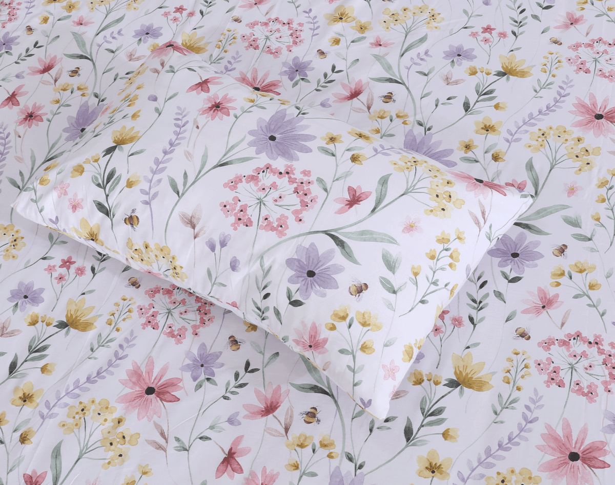 Floral Serenity Sateen King Bedsheet Set