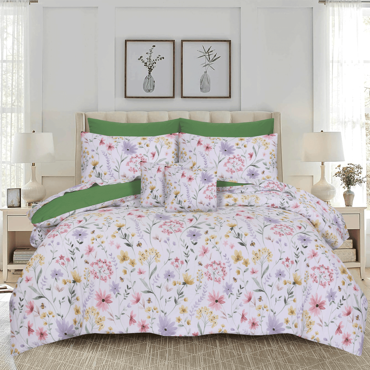 Floral Serenity Satten Single Bedsheet Set