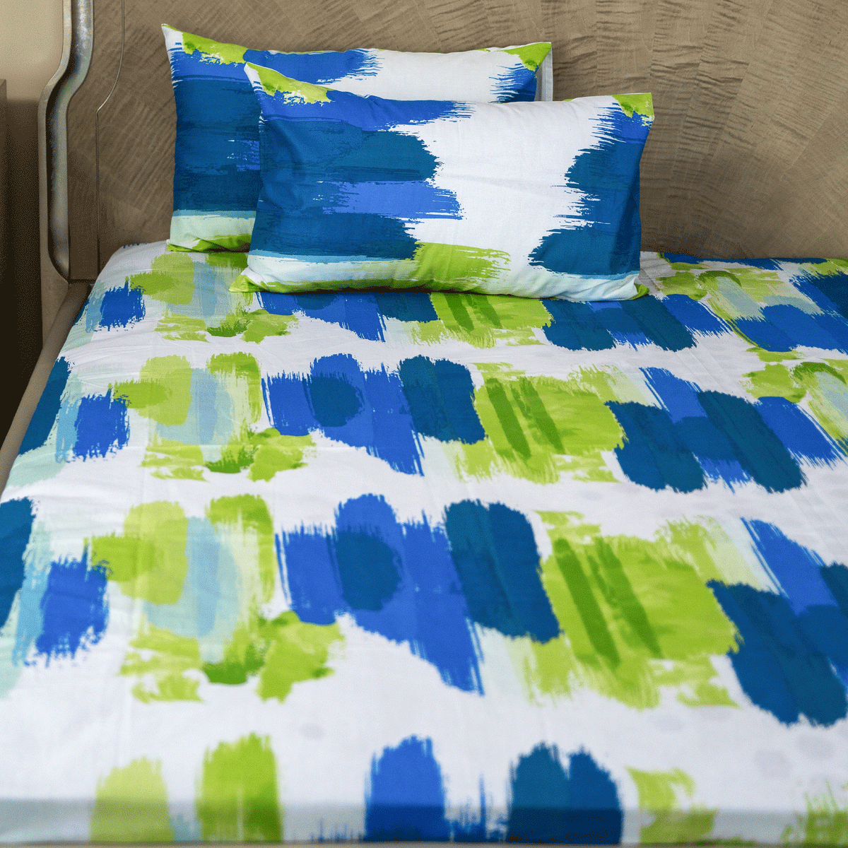 Blue Brush Single Bedsheet Set